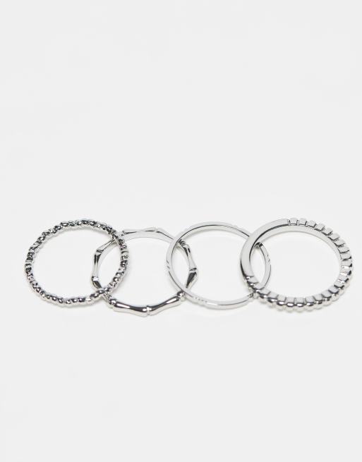 ASOS DESIGN Set da 12 anelli argento con dettagli e incisioni ASOS