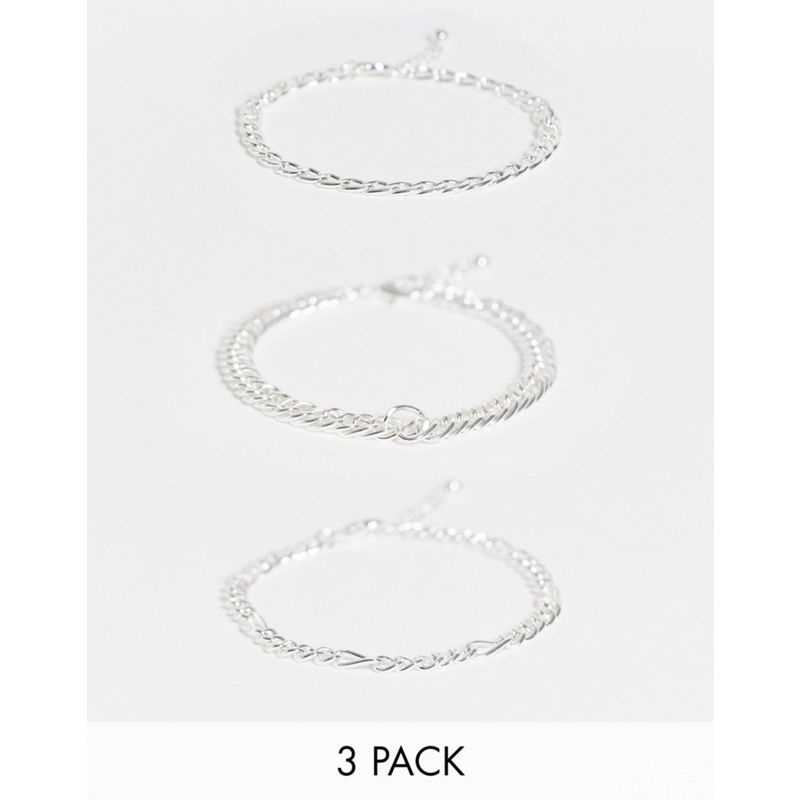 DESIGN - Set di 3 bracciali vintage con catenina color argento