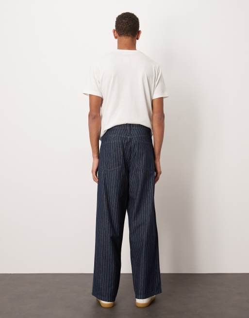 ASOS DESIGN set extremt baggy randiga jeans i rå tvätt, 3 av 5