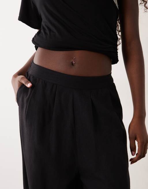 ASOS DESIGN set i linneblandning med ballongbyxor i svart, 3 av 5