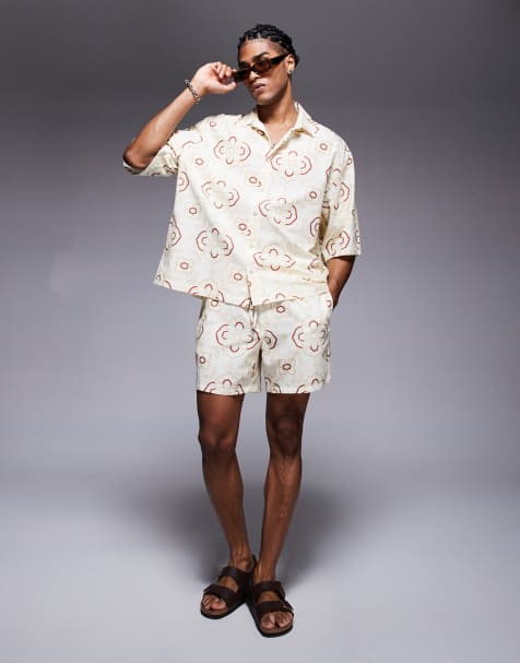 ASOS DESIGN – Set in Beige mit geometrischem Muster - view 1