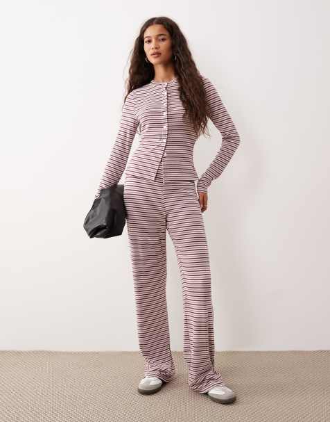 ASOS DESIGN set in berry stripe - view 1
