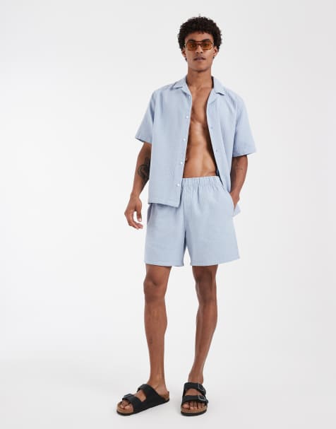 ASOS DESIGN – Set in Blau mit Waffelstruktur - view 1
