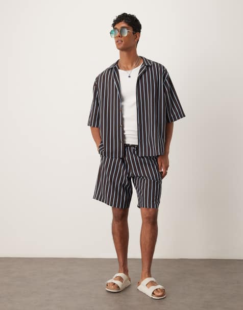 ASOS DESIGN set in brown and navy stripe - view 1