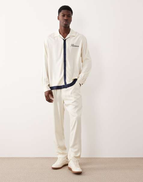 ASOS DESIGN – Set in Creme mit Hemd und Hose - view 1