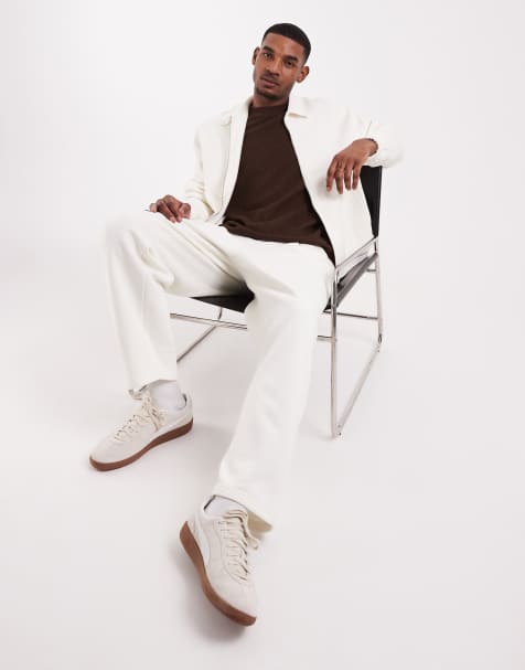 ASOS DESIGN – Set in Cremeweiß, bestehend aus mit Rundhalsausschnitt und Jogginghose - view 1