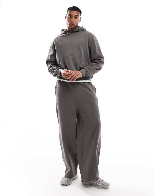 ASOS DESIGN – Set in Khaki aus kastigem Kapuzenpullover und Jogginghose mit Ballon-Schnitt