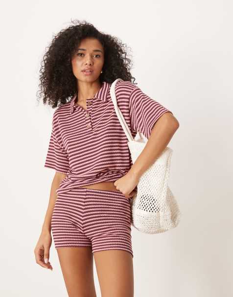 ASOS DESIGN set in pink and brown stripe - view 1