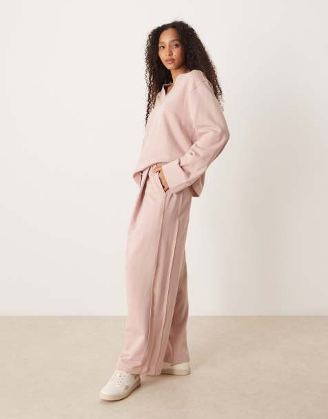 ASOS DESIGN – Set in Rosa mit Einsatz mit Waffelstruktur - view 1