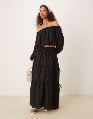 ASOS DESIGN – Set in Schwarz mit Oberteil im Boho-Stil - view 1