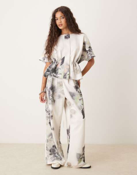 ASOS DESIGN set in scuba-style fabric with all over floral design - view 1