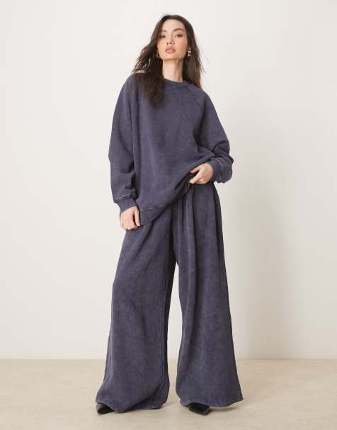 ASOS DESIGN – Set in verwaschenem Grau aus Oversize-Sweatshirt und Jogginghose - view 1