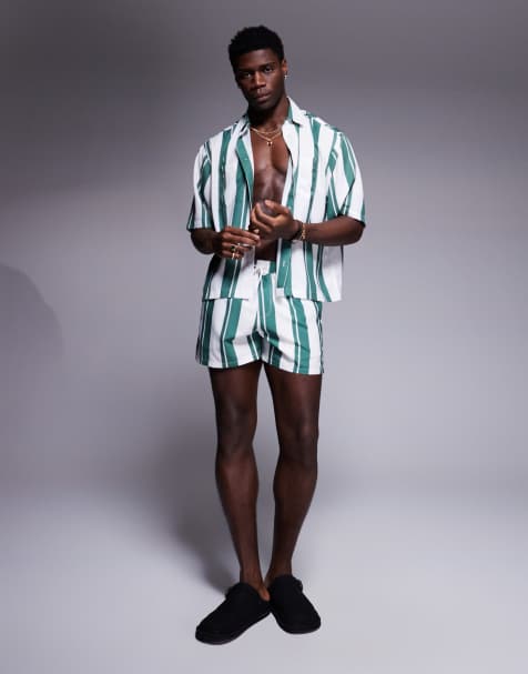 ASOS DESIGN set in white and green stripe - view 1