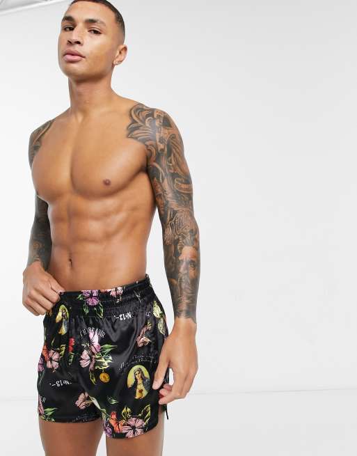 ASOS DESIGN set lounge pajama shorts in floral print satin ASOS