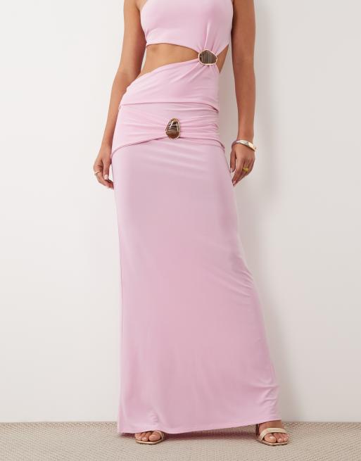ASOS DESIGN set maxikjol med metalldetalj i rosa, 2 av 5