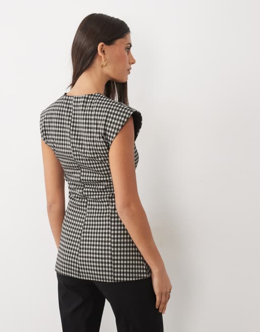 ASOS DESIGN set med ärmlös tunika och axelvaddar i hundtandsmönster, 3 av 4
