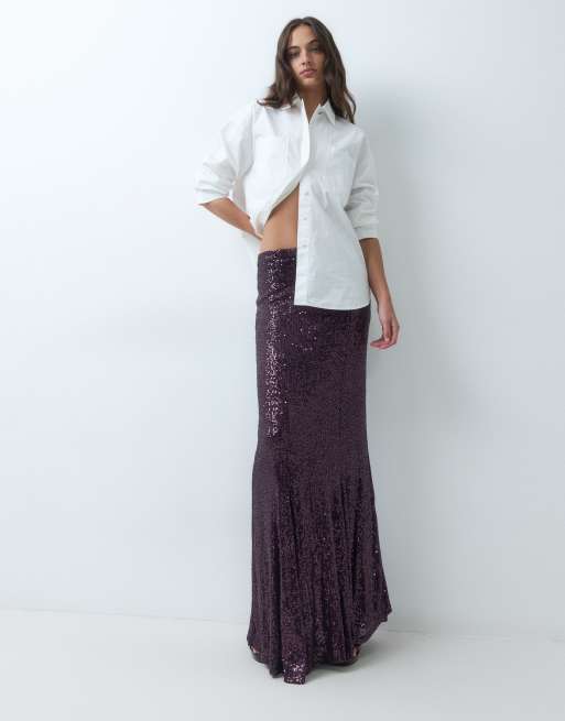 ASOS DESIGN set med draperad maxikjol i lila, 3 av 5