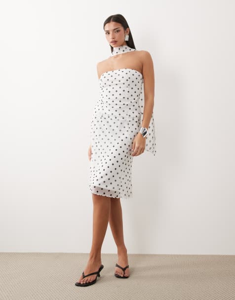 ASOS DESIGN – Set med kort midikjol och bandeau-topp med dekorativ kant - view 1