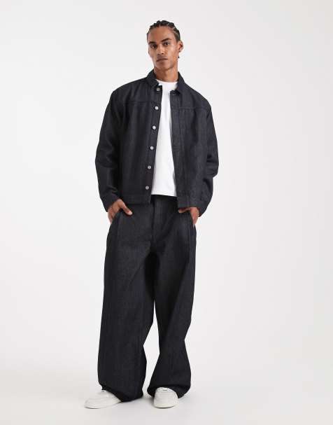 ASOS DESIGN set med kraftiga extremt baggy jeans i indigo med veck - view 1