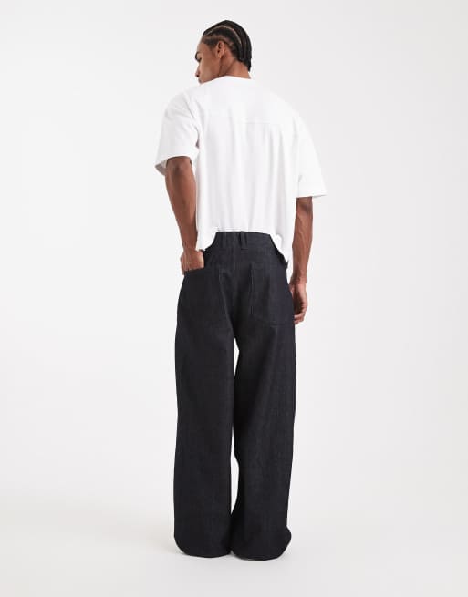 ASOS DESIGN set med kraftiga extremt baggy jeans i indigo med veck, 3 av 5