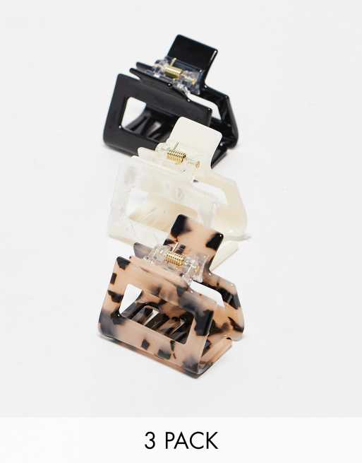 ASOS DESIGN - Set met 3 mini haarklemmen in multi