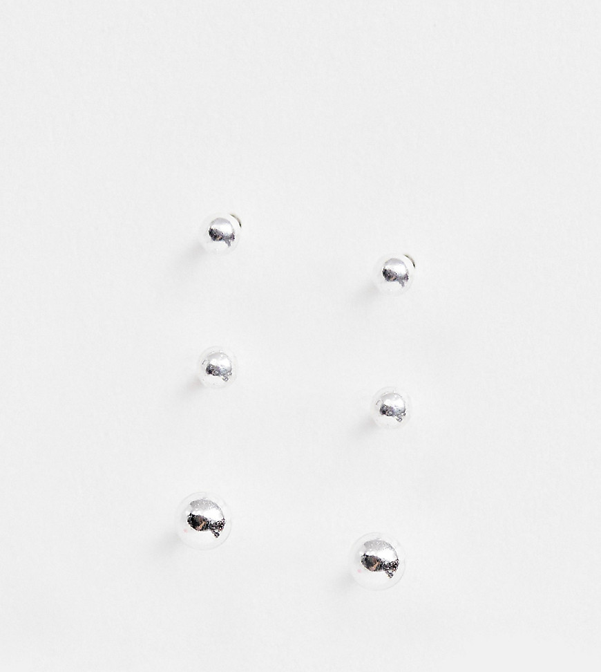 ASOS DESIGN - Set met 3 oorknopjes in verschillende grootte van echt zilver