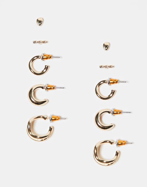 ASOS DESIGN - Set met een mix van oorringen en oorknopjes in goudkleur - view 1