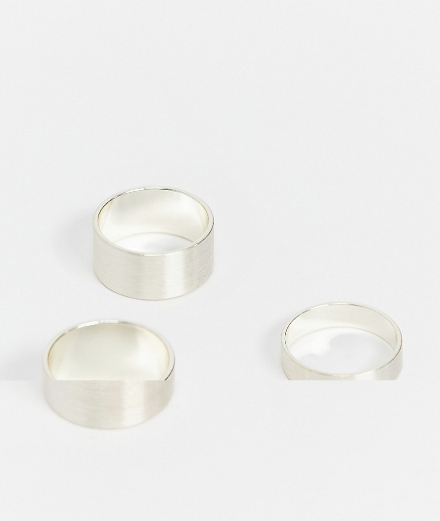 ASOS DESIGN - Set met minimalistische dikke ringen in gepolijste zilverkleur