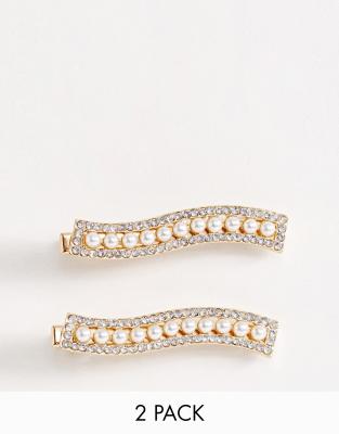 gold diamond hair clips