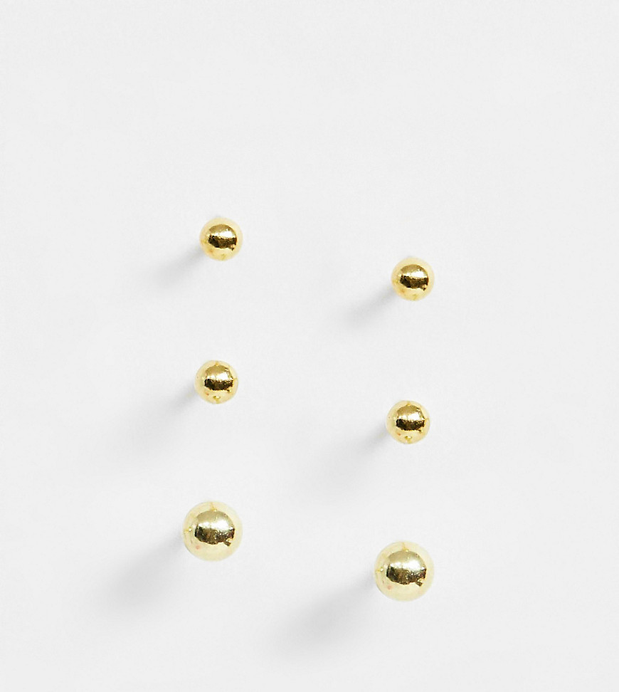 ASOS DESIGN – Set mit 3 vergoldeten Ohrsteckern aus Sterlingsilber