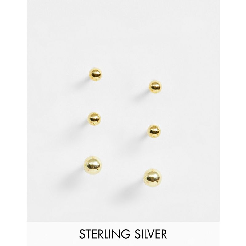 DESIGN – Set mit 3 vergoldeten Ohrsteckern aus Sterlingsilber