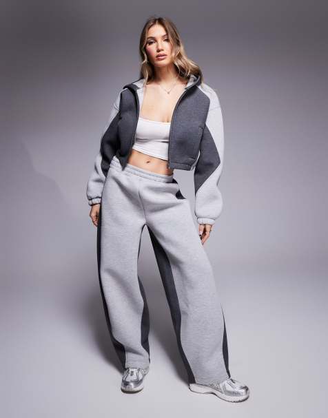 ASOS DESIGN – Set mit Blockfarben-Design in Grau-Mix, aus Jogginghose und Kapuzenpullover - view 1