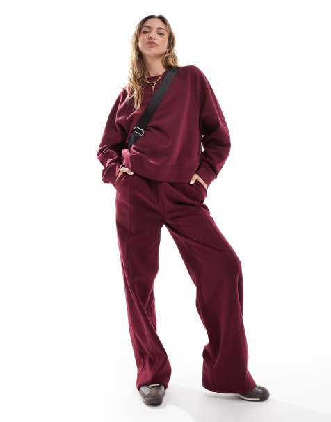 ASOS DESIGN – Set mit Pullover in Burgunder mit Raglandetail - view 1