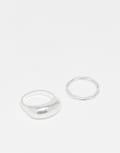 [ASOS DESIGN] ASOS DESIGN set of 2 rings in brushed silver tone S/M SILVER