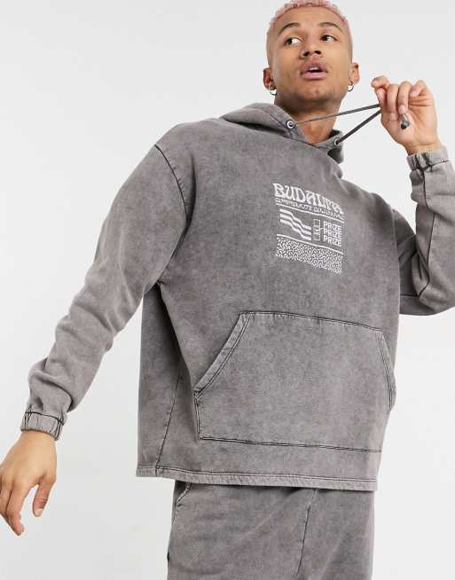 Grey acid wash online hoodie