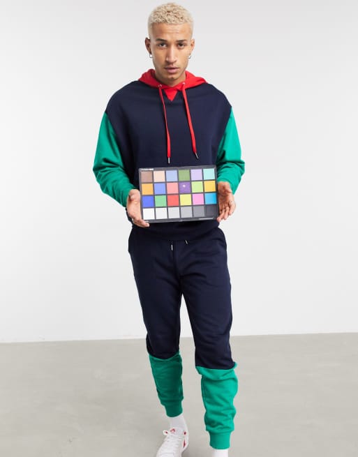 Multicolor color block oversized hoodie new arrivals