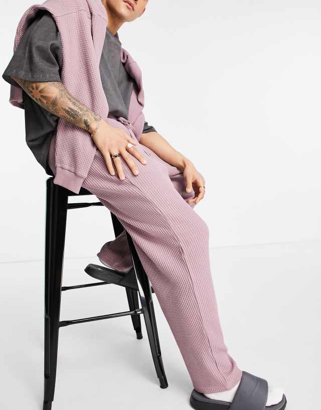 ASOS DESIGN set oversized jumbo waffle sweatpants in lilac