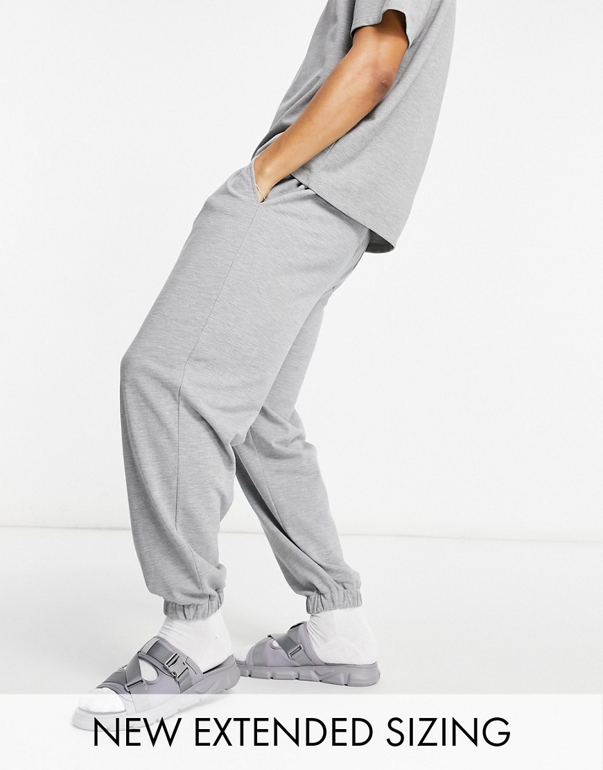 ASOS DESIGN set oversized sweatpants in heather gray pique-Grey