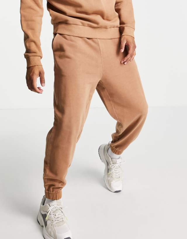 ASOS DESIGN set oversized sweatpants in washed brown