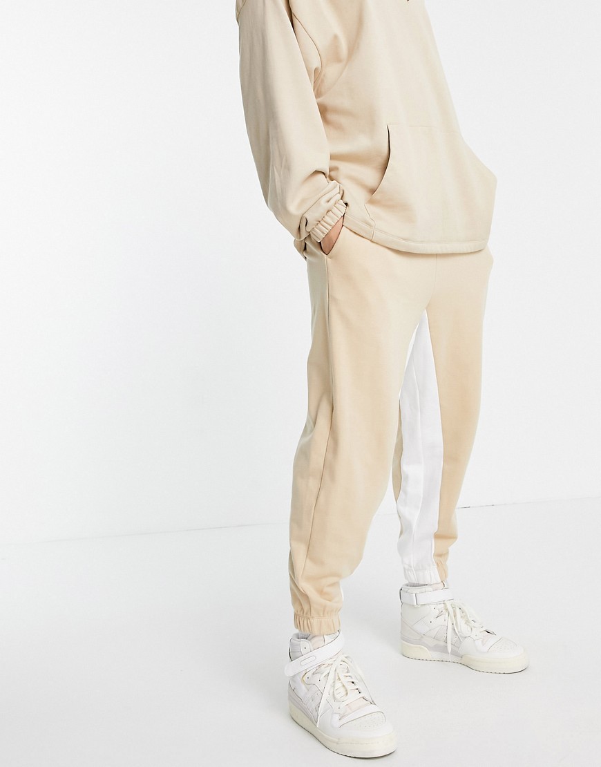 ASOS DESIGN set oversized sweatpants with inside stripe-Neutral