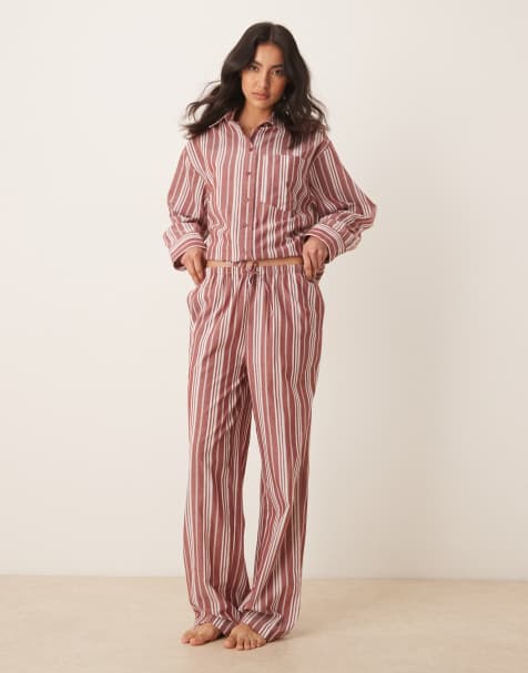 ASOS DESIGN - Set pigiama rosso e bianco a righe - view 1