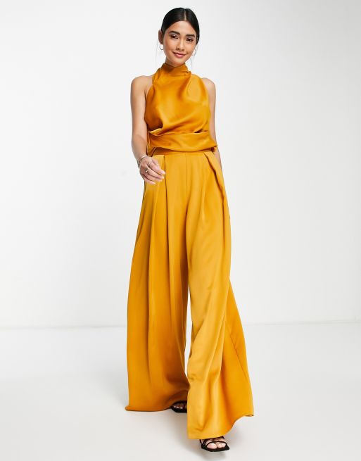 ASOS DESIGN set satin wide leg pants