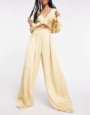 satin wide pants