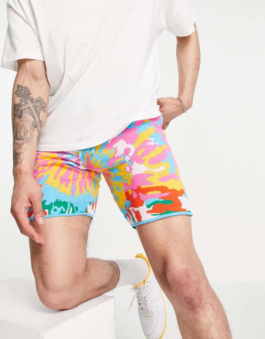 ASOS DESIGN set shorts in knitted tie dye effect in multicolor