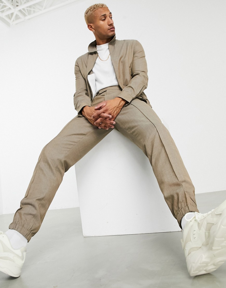 ASOS DESIGN set slim pants with sweatpants cuff in brown