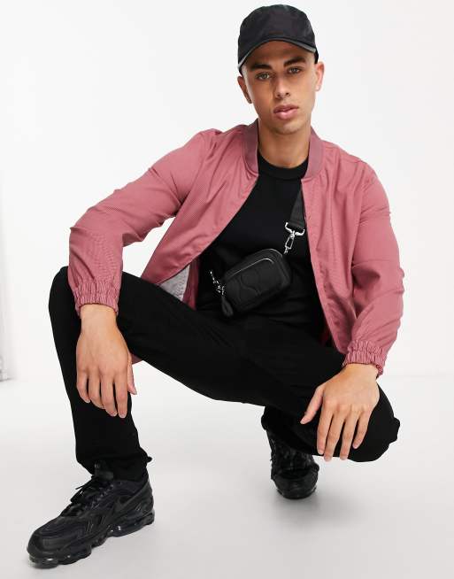 ASOS DESIGN set smart puppy tooth bomber jacket in pink