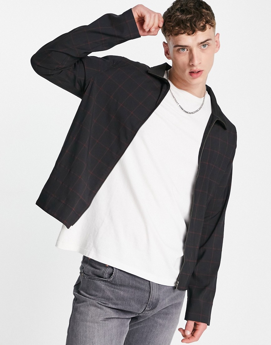 ASOS DESIGN set smart track jacket with windowpane check in navy