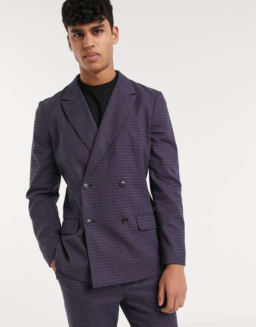 ASOS DESIGN smart two-piece in navy check, 2 of 3