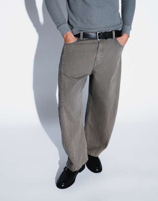 ASOS DESIGN set straight jeans in gray herringbone, 2 of 5