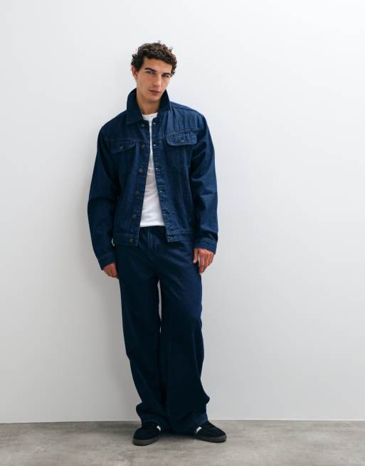 ASOS DESIGN set trucker jacket in raw indigo, 3 of 5
